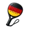 Illustration eines Padelschlaeger mit deutscher Flagge als Schlagflaeche - schwarz rot gold - Symbol fuer Versand innerhalb Deutschlands bei Padel4Players