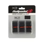 Bullpadel GB-1201 Comfort Absorbent Overgrip Schwarz 3er-Pack in Blisterverpackung mit HaC System