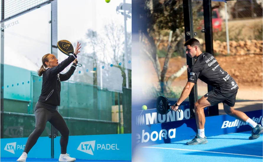 Padel Anfängerfehler - Spieler übt Wandspiel an der Glaswand