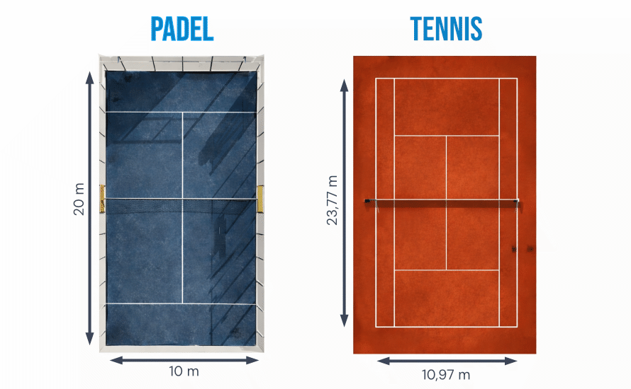 Padel vs Tennis - Padel-Court und Tennis-Court im direkten Größenvergleich