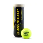 Dunlop Pro Padel Baelle 3er-Dose schwarz mit einzelnem gelben Padelball und Pro Padel Branding