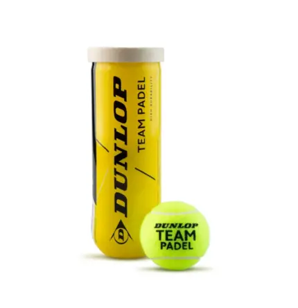Dunlop Team Padel Baelle 3er-Dose gelb mit einzelnem gelben Padelball und Team Padel Branding