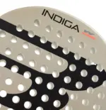 Bullpadel Indiga Woman 2026 Padelschlaeger Rueckseite Detail mit INDIGA Branding und Technologie-Infos