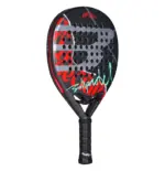 Bullpadel Ionic Control Padelschlaeger Rueckseite schwarz mit weissem Bullpadel Schriftzug und Ionic Control Branding auf Rundform
