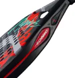 Bullpadel Ionic Control Padelschlaeger Glaphite 3D Grain Schlagflaeche Nahaufnahme mit Lochmuster und Ionic Control Schriftzug auf schwarzem Hintergrund