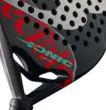 Bullpadel Ionic Control Padelschlaeger schwarzer CarbonTube Seitenprofil 38 mm mit weissem Bullpadel Logo