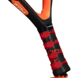 Nox Equation Hard Advanced 2026 Padelschlaeger orange-schwarzer Custom Grip Overgrip mit Hexagonal-Textur