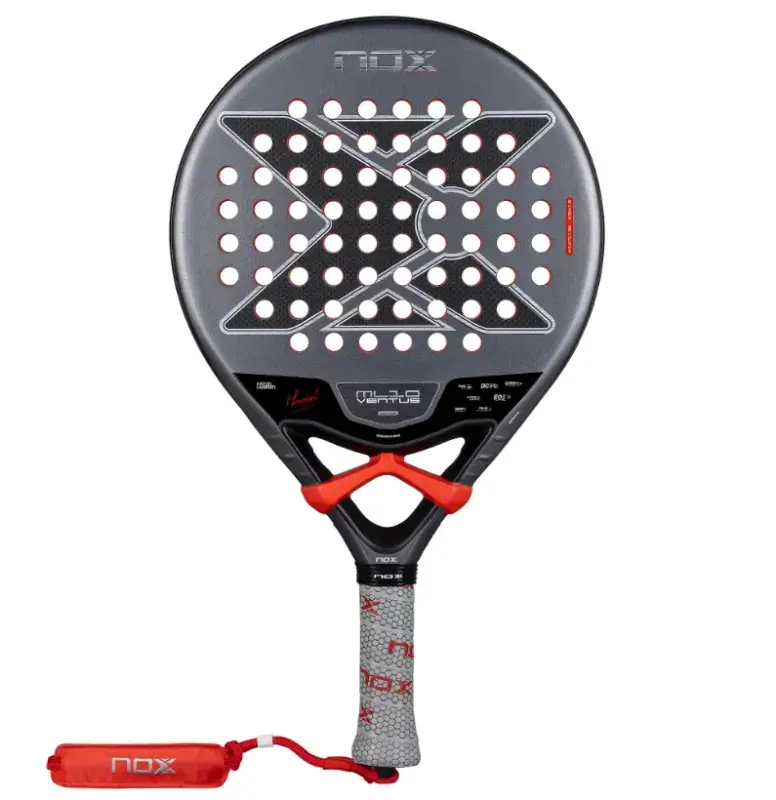 Grau-schwarzer Nox ML10 Ventus Control 3K 2026 Padelschlaeger Vorderseite in runder Form by Lamperti