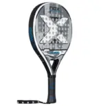 Nox X-Hero White 2026 Padelschlaeger Rueckseite mit Technologie-Auflistung am schwarz-blauen Rahmen