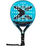 Blau-schwarzer Nox X-Zero Blue 2026 Padelschlaeger Vorderseite in runder Form mit weissen Akzenten