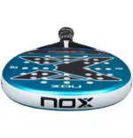Nox X-Zero Blue 2026 Padelschlaeger runder Kopf von oben mit matter blau-weisser Oberflaeche