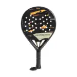 Schwarz-goldener Royal Padel 36 Aniversario Polietileno 2026 Padelschlaeger Vorderseite in Tropfenform