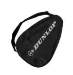 Schwarze Dunlop Club 2PC Padeltasche Gesamtansicht schraeg mit weissem Dunlop Schriftzug und Tragegurt