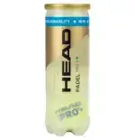 Head Padel Pro S+ Padelballe gold-champagner Tube stehend mit blauem EXTRA DURABILITY Sticker HEAD Schriftzug und PADEL PRO S+ Beschriftung