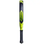 Babolat Counter Vertuo 2.6 Padel-Schlaeger Seitenansicht - schlankes 38-mm-Profil mit schwarzem Rahmen, gelbem Griff und Smart-Buttcap-System