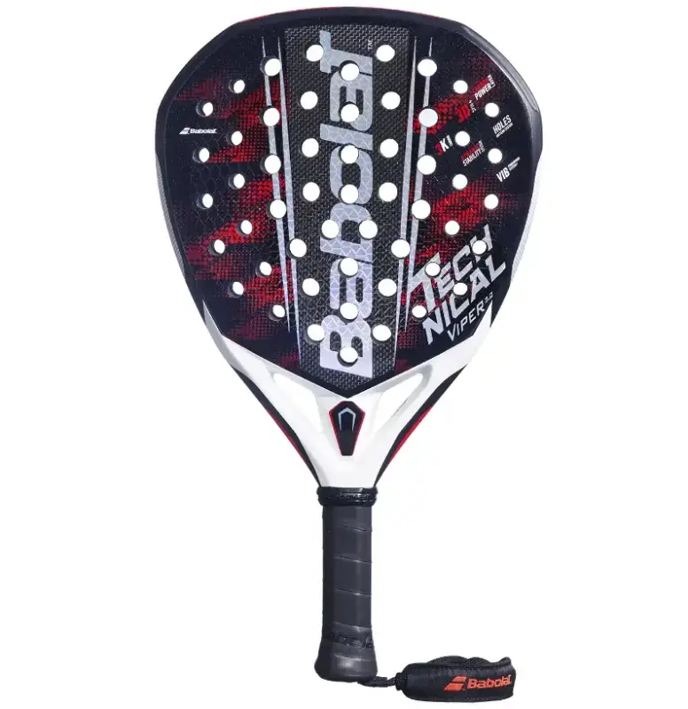 Babolat Technical Viper 3.0 Padelschläger von vorne in Diamantform in Schwarz und Rot mit silbernem Babolat Schriftzug