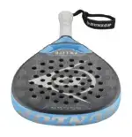 Dunlop FX Lite Padelschlaeger Gesamtansicht mit weissem Griff und verstellbarer gepolsterter Armschlaufe auf weissem Hintergrund