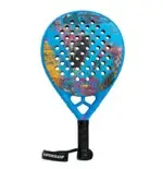 Dunlop Galactica OS by Nisse Padelschlaeger Vorderseite Oversize-Rundform hellblauer Rahmen buntes Graffiti-Kunstdesign pink gelb multicolor Limited Edition 500 Stueck