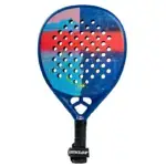 Dunlop Galactica Pro by Nisse Padelschlaeger Vorderseite Hybridform blau mit rot-korallem Graffiti-Kunstdesign Dunlop Flying D Logo Limited Edition 500 Stueck