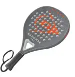 Dunlop Nanomax Pro Padelschlaeger schraege Rueckansicht grau mit rotem NANOMAX Schriftzug und Armschlaufe