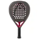 Schwarzer Head Coello Team Padelschlaeger Vorderseite Diamantform mit weissem HEAD Logo roten Rahmenakzenten und roter Brueckenstruktur by Arturo Coello