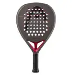 Schwarzer Head Coello Team Padelschlaeger Vorderseite Diamantform mit weissem HEAD Logo roten Rahmenakzenten und roter Brueckenstruktur by Arturo Coello