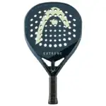 Dunkelblauer Head Extreme Pro Padelschlaeger Vorderseite Diamantform mit mintgruenen HEAD Logo und EXTREME Schriftzug schwarzem Griff