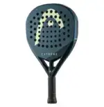 Head Extreme Pro Padelschlaeger schraege Frontansicht dunkelblau mit mintgruenen HEAD Logo Diamantform