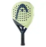 Head Extreme Team Padelschlaeger schraege Frontansicht dunkelblaves HEAD Logo frontal auf hellgruener Rundform