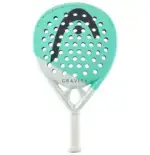 Tuerkiser Head Gravity Team Padelschlaeger Vorderseite Rundform mit schwarzem HEAD Logo weissem Rahmen und weissem Griff