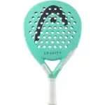 Tuerkiser Head Gravity Team Light Padelschlaeger Vorderseite Rundform mit schwarzem HEAD Logo GRAVITY Schriftzug und weissem Griff