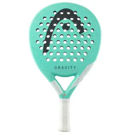 Tuerkiser Head Gravity Team Light Padelschlaeger Vorderseite Rundform mit schwarzem HEAD Logo GRAVITY Schriftzug und weissem Griff