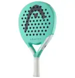 Head Gravity Team Light Padelschlaeger Rueckseite tuerkis mit schwarzem HEAD Logo und GRAVITY Schriftzug auf Rundform