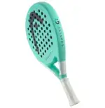 Head Gravity Team Light Padelschlaeger Seitenprofil schraeg tuerkis mit weissem Griff und Integrated Protector System