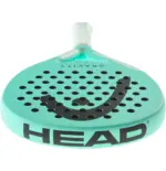 Head Gravity Team Light Padelschlaeger Draufsicht horizontal HEAD Schriftzug auf tuerkisem Rahmen Lochmuster von oben