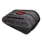 Dunkelgraue Head Coello Tour Padel Bag L Produktbild freigestellt mit weissem HEAD Schriftzug roten Akzenten und goldenem Coello Kronenmotiv by Arturo Coello