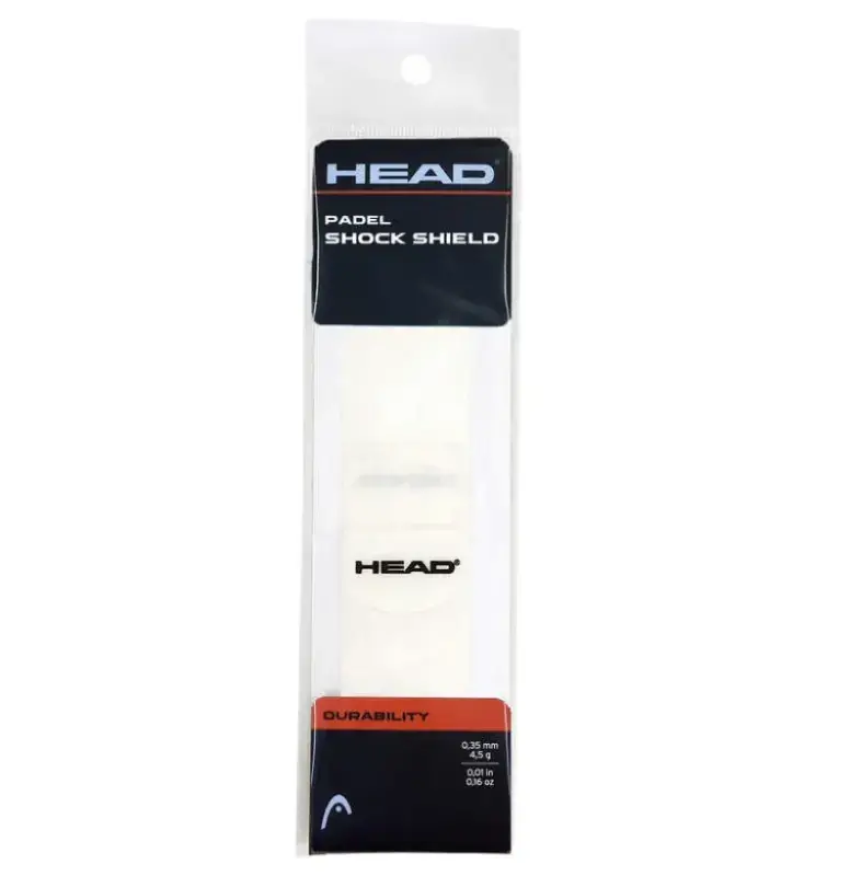 Head Antishock Skin Paddle Verpackung schwarze Blisterverpackung mit weissem Rahmenschutzstreifen HEAD Logo und PADEL SHOCK SHIELD Aufdruck