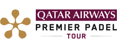 Logo der Qatar Airways Premier Padel Tour mit goldenem Stern-Symbol und dunkelrotem Schriftzug
