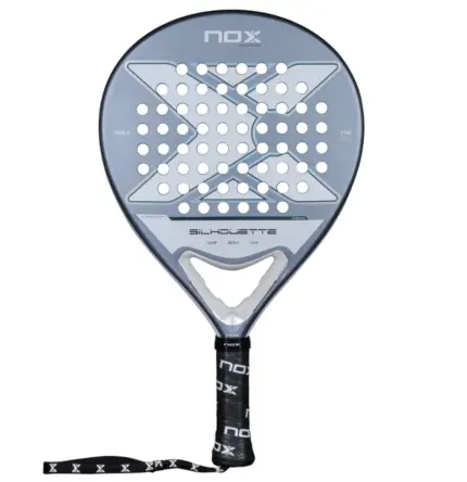 Hellgrauer Nox X-One Silhouette 2026 Padelschlaeger Vorderseite in Rundform mit dunkelgrauem X-Design