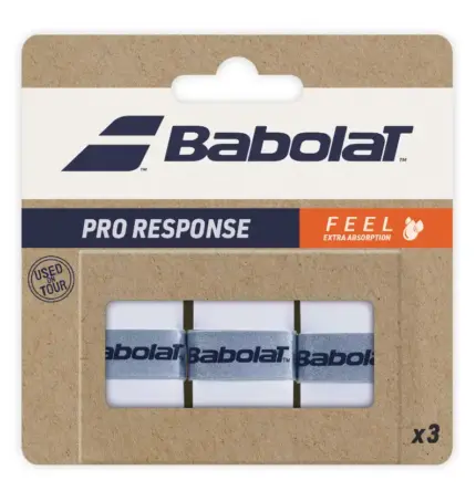 Babolat Pro Response X3 Overgrip in Weiß - 3er-Pack Blister mit Feel Extra Absorption Technologie und Used on Tour Siegel