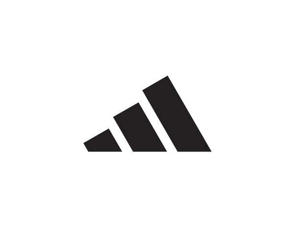 adidas Logo mit drei schrägen schwarzen Balken, deutsche Sportmarke