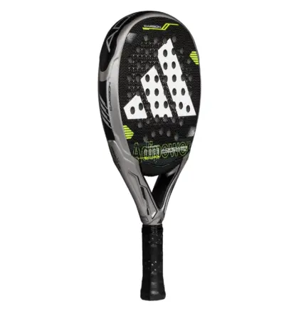 adidas Adipower Carbon CTRL 3.4 Padelschläger schräg von links mit silbergrauem Rahmen und weißem adidas Logo