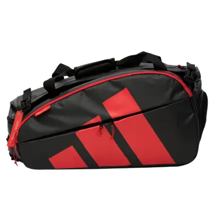 adidas Multigame Black/Red Ale Galán Racket Bag 2026 in der Seitenansicht mit großem rotem adidas Logo