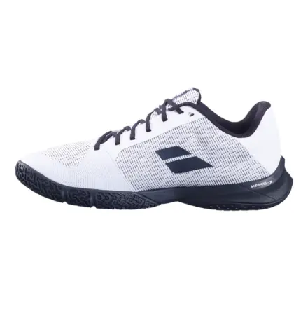 Babolat Jet Viva Men Padelschuh in Weiß und Schwarz von der Innenseite mit Babolat Symbol und KPRS-X Aufdruck